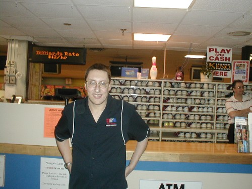 Front view of me in the shirt.  I was hoping this shot would show the full front work, but only the large stuff at the top of the left breast is really readable in this, if at all.