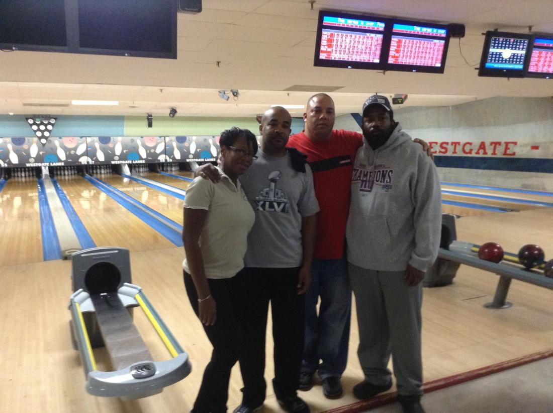 2012-13 Coke Classic League 1st third champions, "The Usual Suspects" (L-R: Sonji Paige, Charles Paige II, Paris Cook, Sammy Belton)
